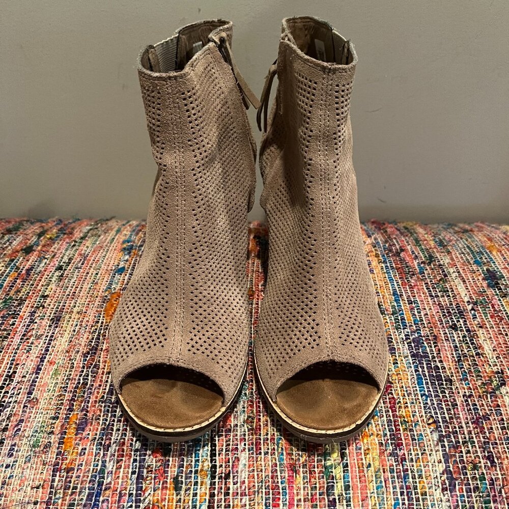 TOM'S Majorca Peep Toe Bootie.  Color: Tan.  Size: 10.  Gently Used.